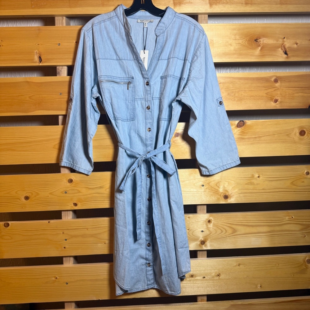 Speed Control Shirt Dress Women 1X Light Blue Chambray Western Boho Casual Chic